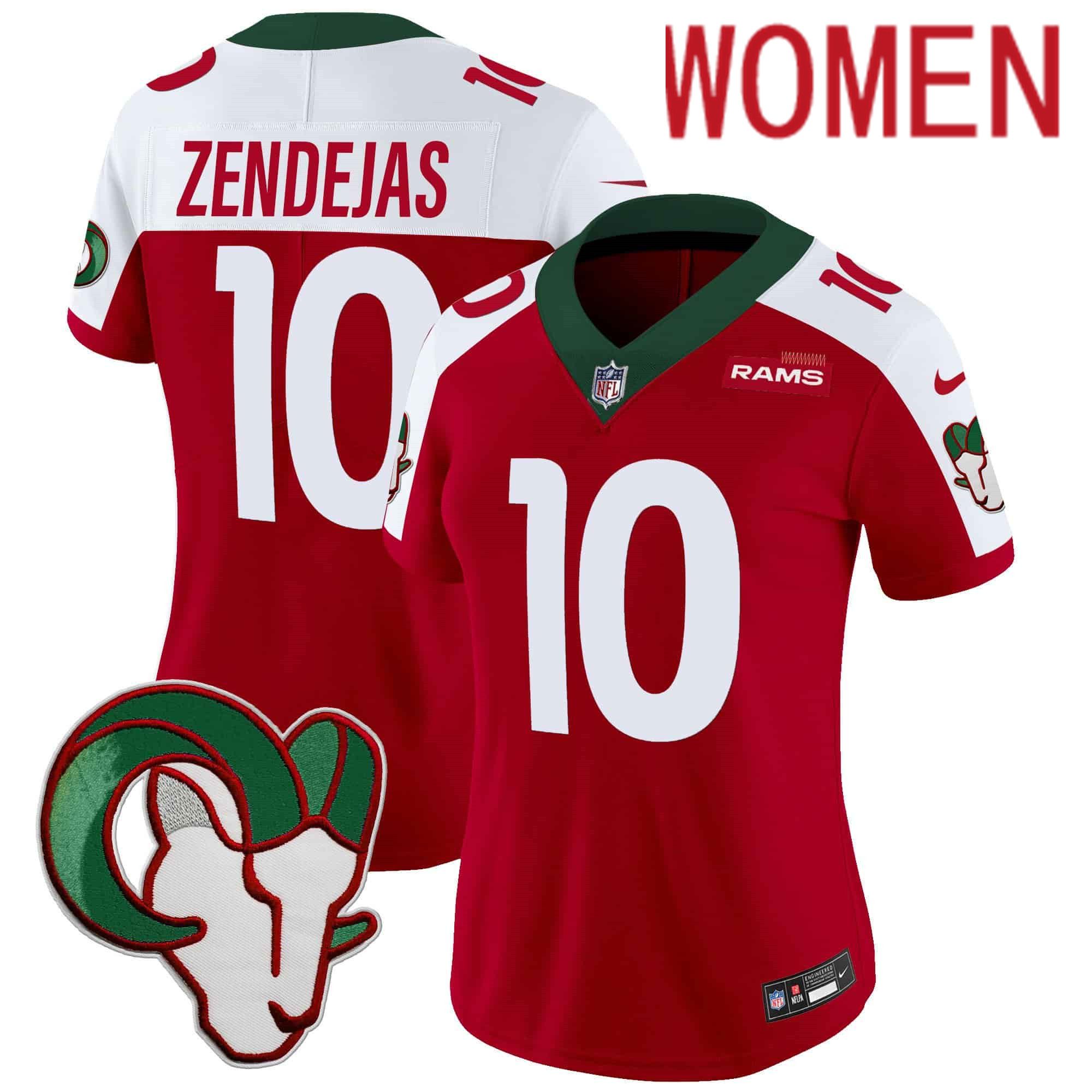 Women Los Angeles Rams #10 Zendejas Red 2024 Nike Mexico Vapor Limited NFL Jersey->women nfl jersey->Women Jersey